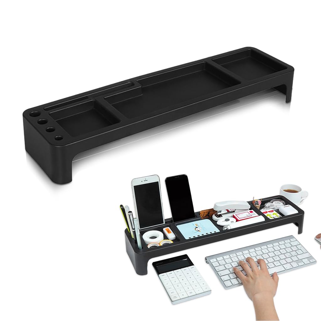 ZORBES Desk Organizer Shelf Space Saving Office Desk Organizer Pen Holder Multi Compartment Stationeries Tools Organzier Over Keyboard Organzier Stand, 47.5x14x7cm ZORBES Desk Organizer Shelf Space Saving Office Desk Organizer Pen Holder Multi Compartment Stationeries Tools Organzier Over Keyboard Organzier Stand, 47.5x14x7cm